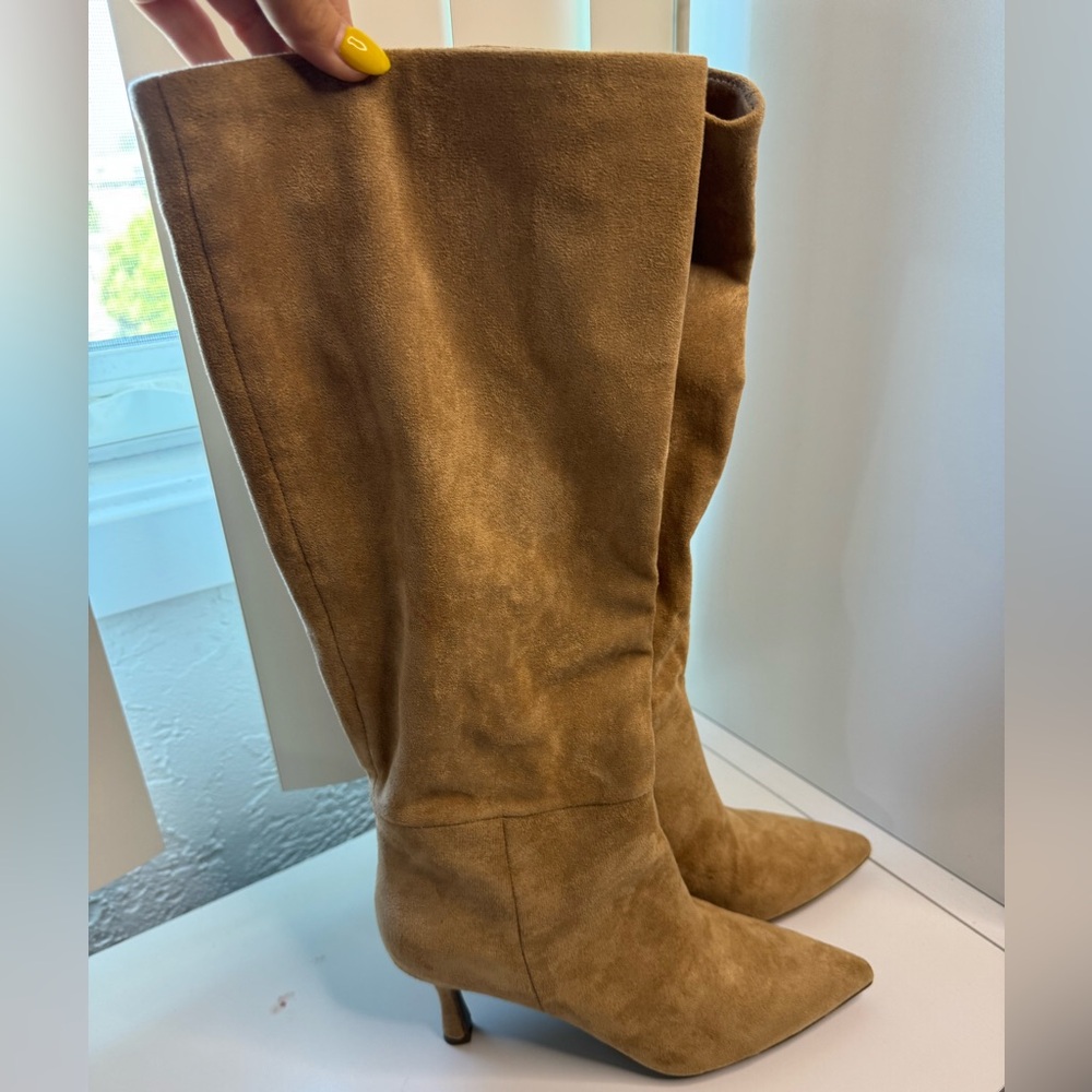 Anne Klein. Tan Suede Knee-High Women's Boots